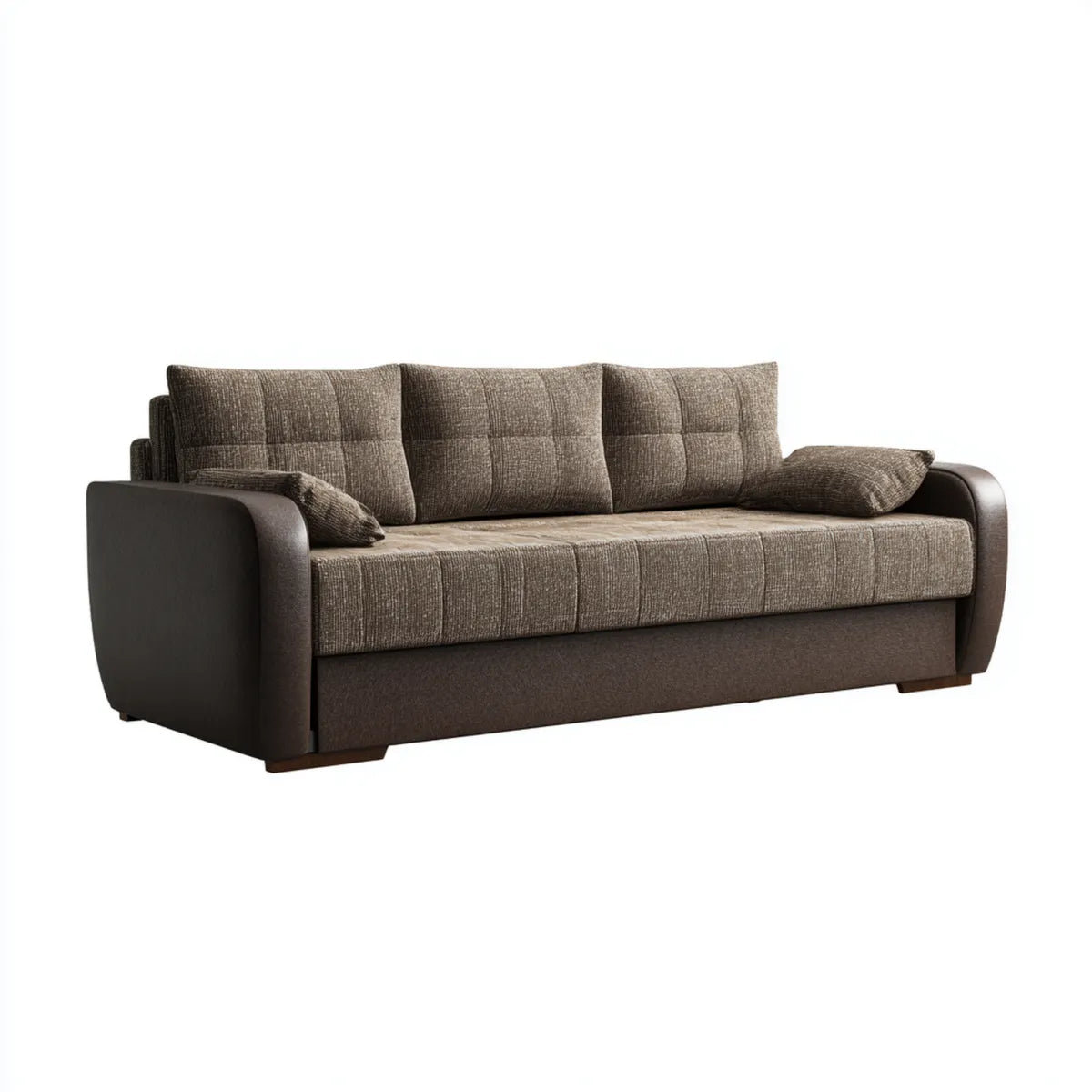 Canap¨¦ droit 3 places marron 220 x 95 x 90 cm polyester et similicuir PU rectangulaire