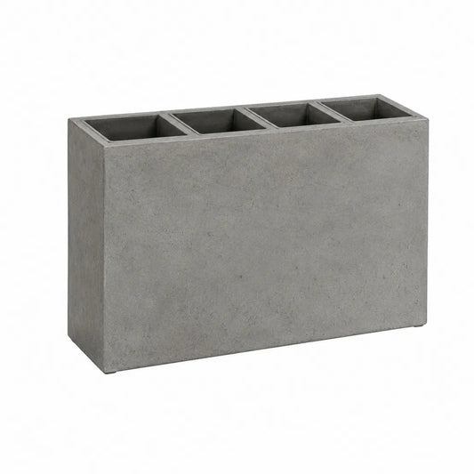 Jardinière à 4 compartiments en fibre de verre rectangulaire gris 100 x 30 x 70 cm