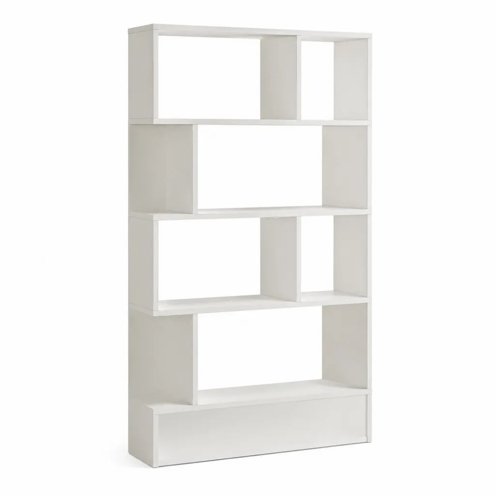 Bibliothèque sur pied 4 étagères en panneaux de particules mélaminés blancs 80 x 30 x 180 cm