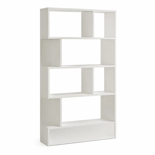 Bibliothèque sur pied 4 étagères en panneaux de particules mélaminés blancs 80 x 30 x 180 cm