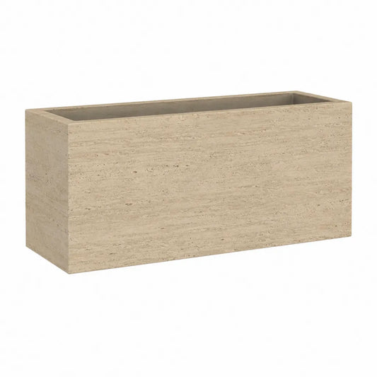 Jardinière rectangulaire en travertin beige 60 x 30 x 30 cm