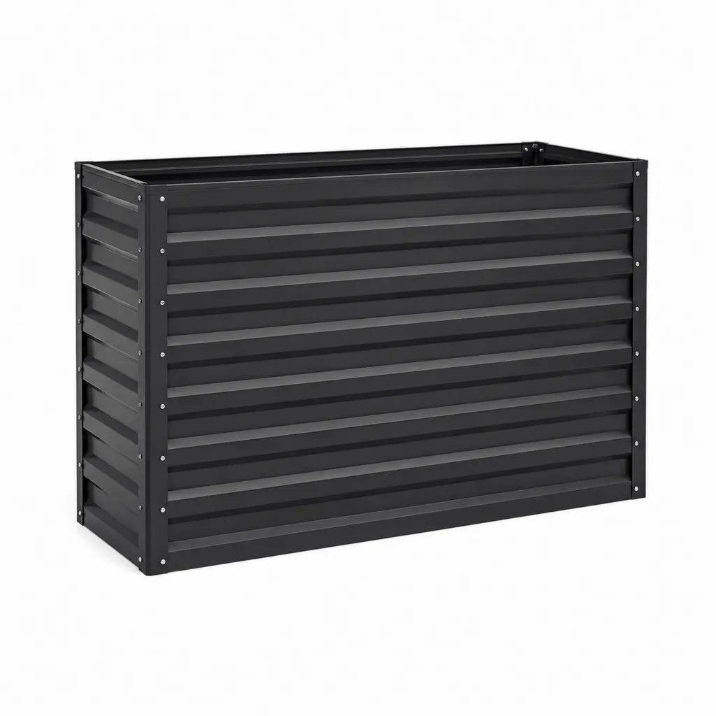 Jardinière surélevée rectangulaire en acier galvanisé noir 100 x 40 x 77 cm
