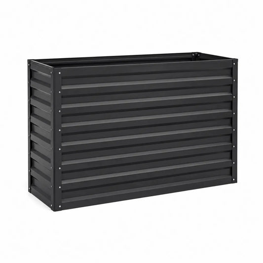 Jardinière surélevée rectangulaire en acier galvanisé noir 100 x 40 x 77 cm