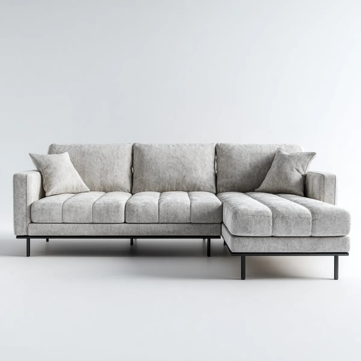 Canap¨¦ d'angle droit 4 places gris en L 280 x 160 x 85 cm en polyester