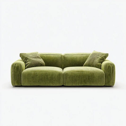Canap¨¦ 2 places vert olive en velours c?tel¨¦ polyester rectangulaire 180 x 90 x 78 cm