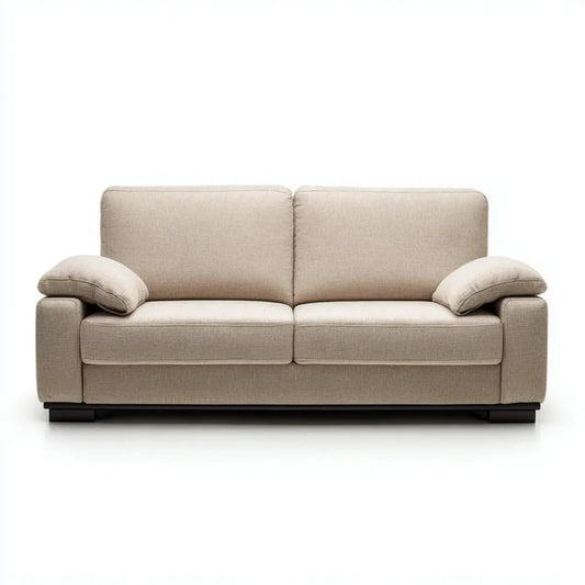 Canap¨¦ droit 2 places beige en polyester 180 x 90 x 85 cm