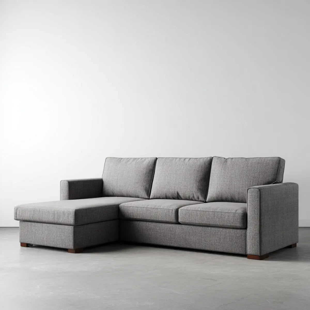 Canap¨¦ d'angle gauche 3 places gris 220 x 150 x 85 cm en polyester forme L
