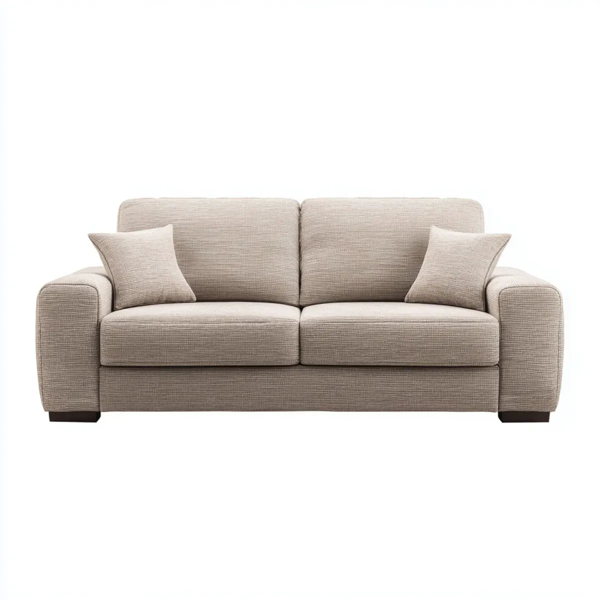 Canap¨¦ 2 places beige en polyester avec coussins 170 x 90 x 85 cm rectangulaire