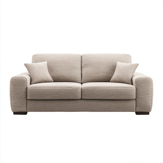 Canap¨¦ 2 places beige en polyester avec coussins 170 x 90 x 85 cm rectangulaire