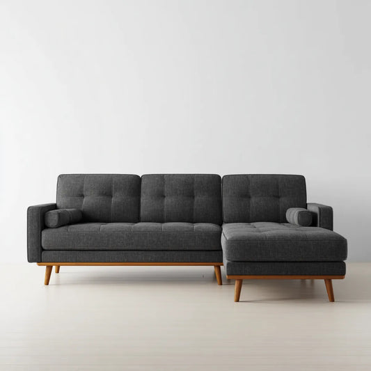 Canap¨¦ d'angle 3 places gris anthracite en polyester forme L 250 x 150 x 85 cm