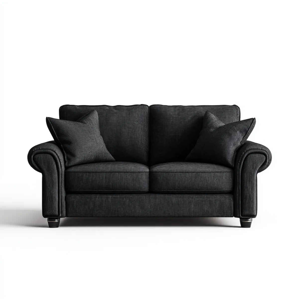 Canap¨¦ 2 places noir 150 x 90 x 88 cm en polyester c?tel¨¦ forme droite